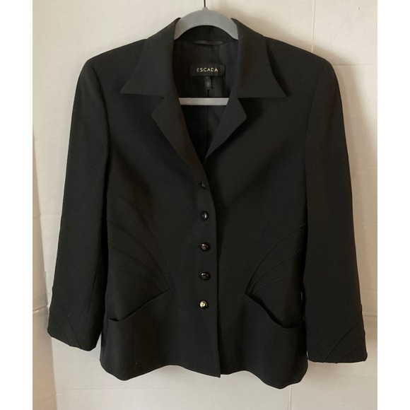 Escada Jackets & Blazers - Escada Black Wool Blend Blazer Jacket Size 36 Made in Germany